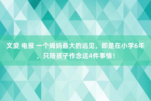文爱 电报 一个姆妈最大的远见，即是在小学6年，只陪孩子作念这4件事情！