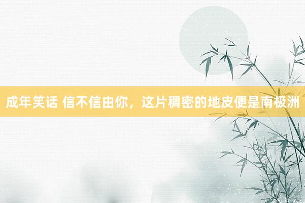 成年笑话 信不信由你，这片稠密的地皮便是南极洲